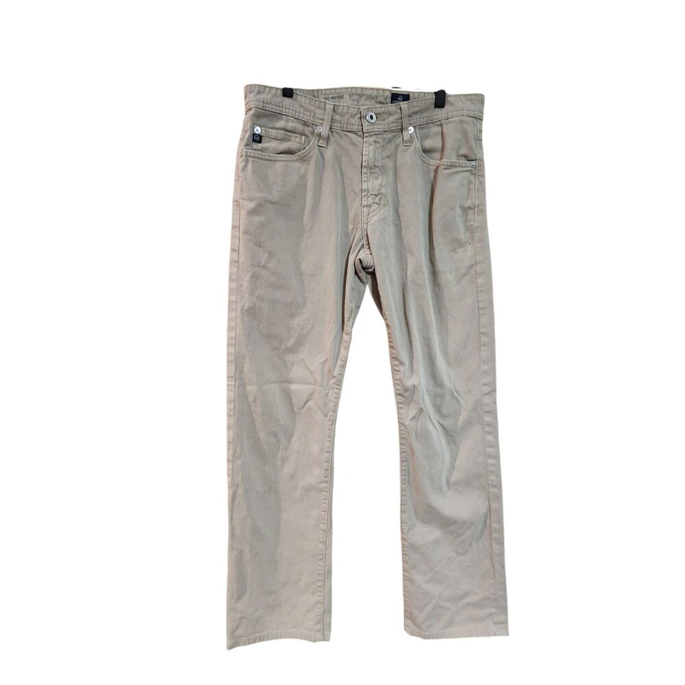 AG Adriano Goldschmied Mens The Protégé Straight Leg Khaki Jeans 31x34